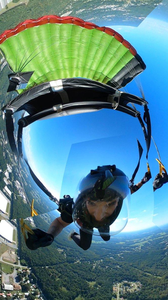 Skydiving over the valley